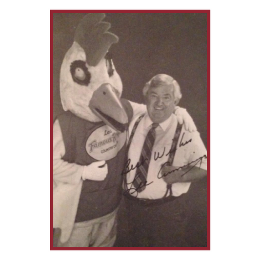 Lee standing with Chicken - Canvas Wrap